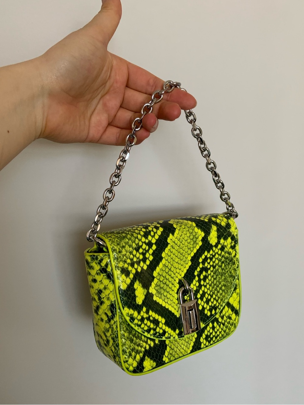 Neon snake print bag